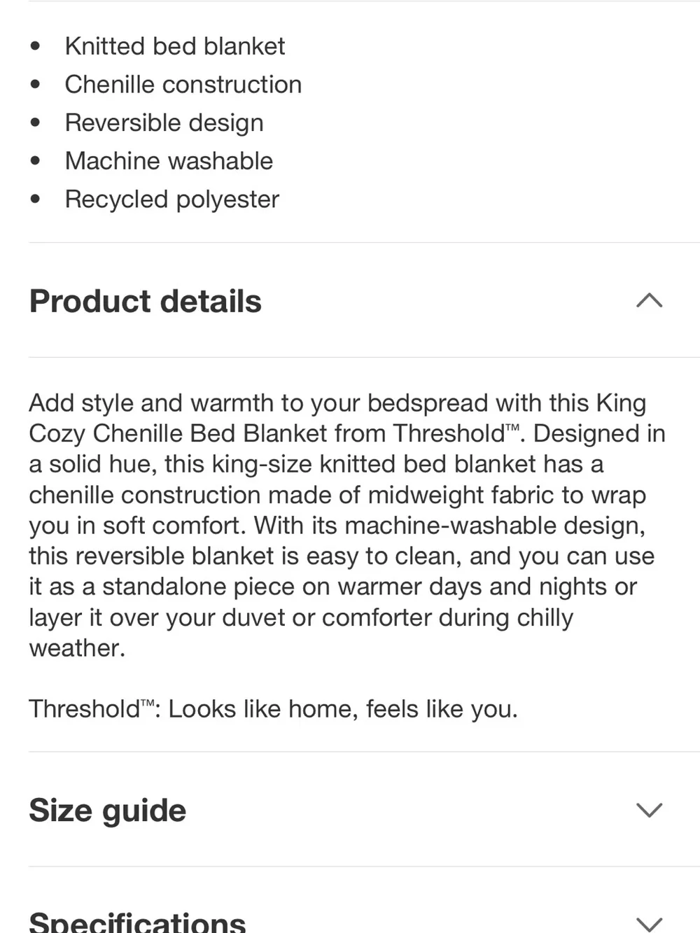 Threshold King Cozy Chenille Blanket in Sage